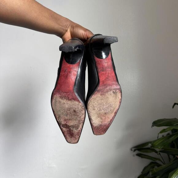 Vintage Donald Pliner Red Lined pointed square toe black Boots size 7.5 - Picture 6 of 8